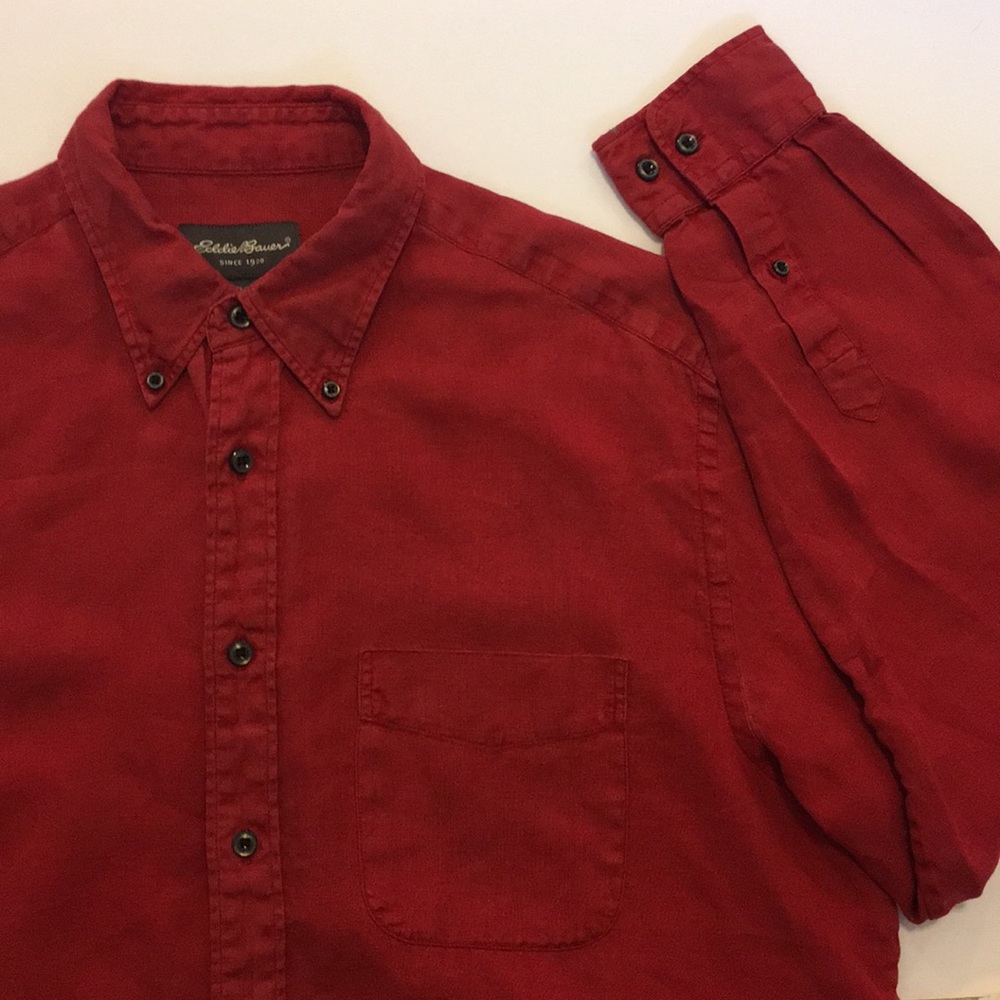 EDDIE BAUER Red Long Sleeve Button Up Shirt